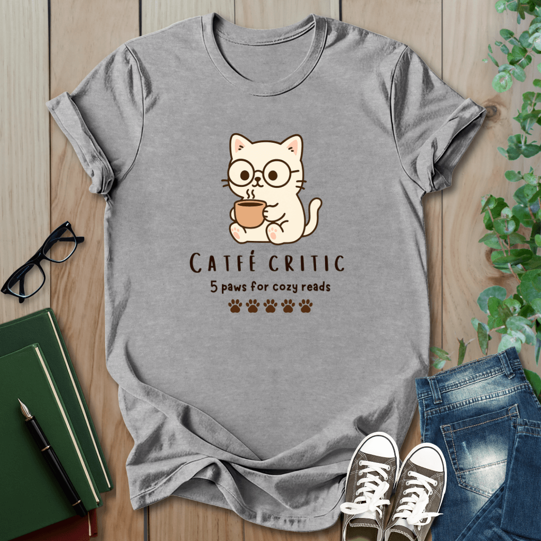 Catfe Critic, 5 Paws For Cozy Reads - T-Shirt