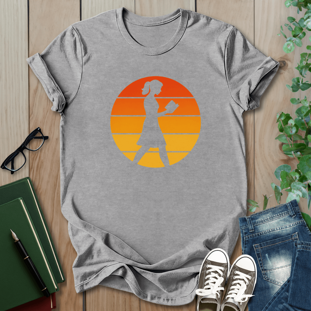 Retro Reading at Sunset - T-Shirt