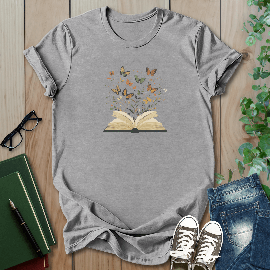 Butterfly Floral Book - T-Shirt