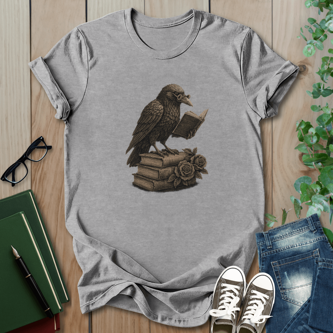 Dark Academia Crow Reading - T-Shirt