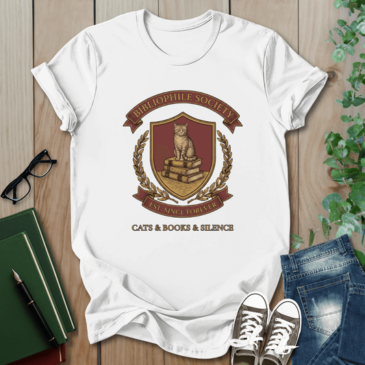 Dark Academia, Cat Bibliophile Society - T-Shirt
