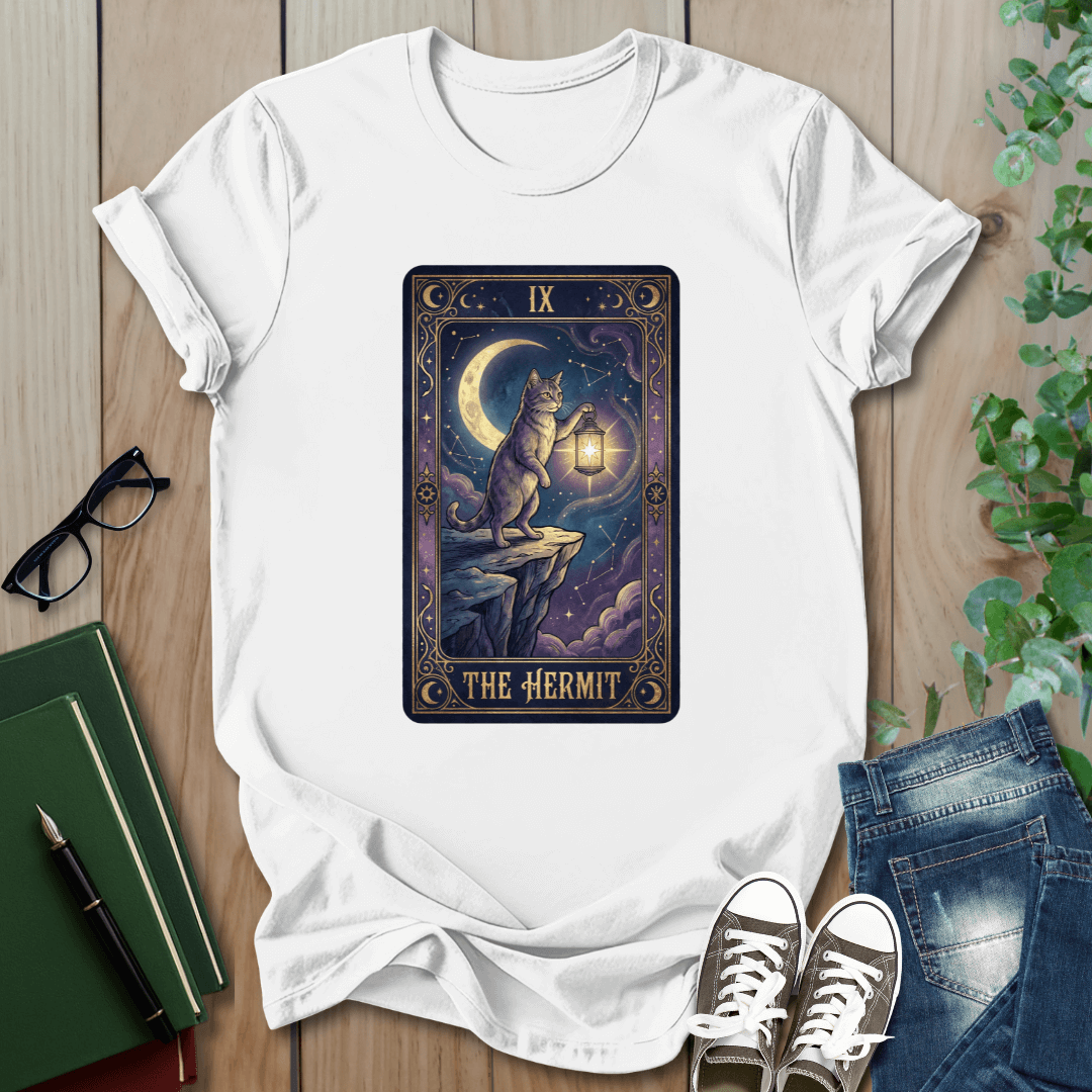 Mystic Tarot Card, Cat & Books - T-Shirt