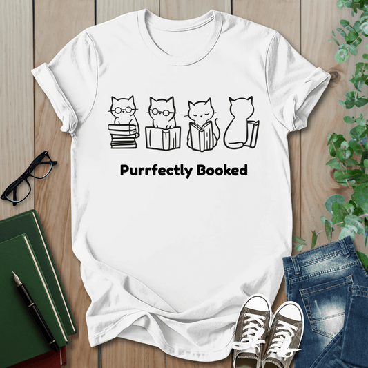 Purrfectly Booked, Cats - T-Shirt