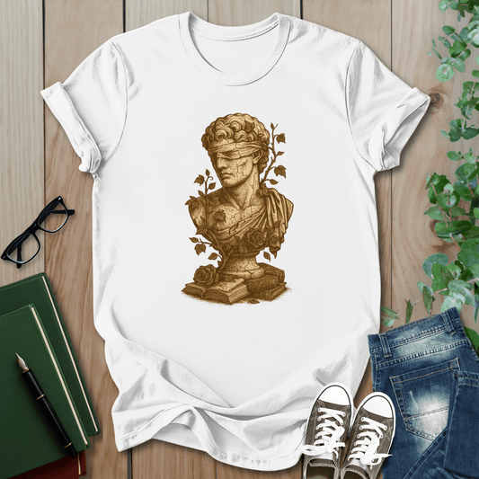 Blindfolded Bust with Ivy and Books - Dark Academia T-Shirt