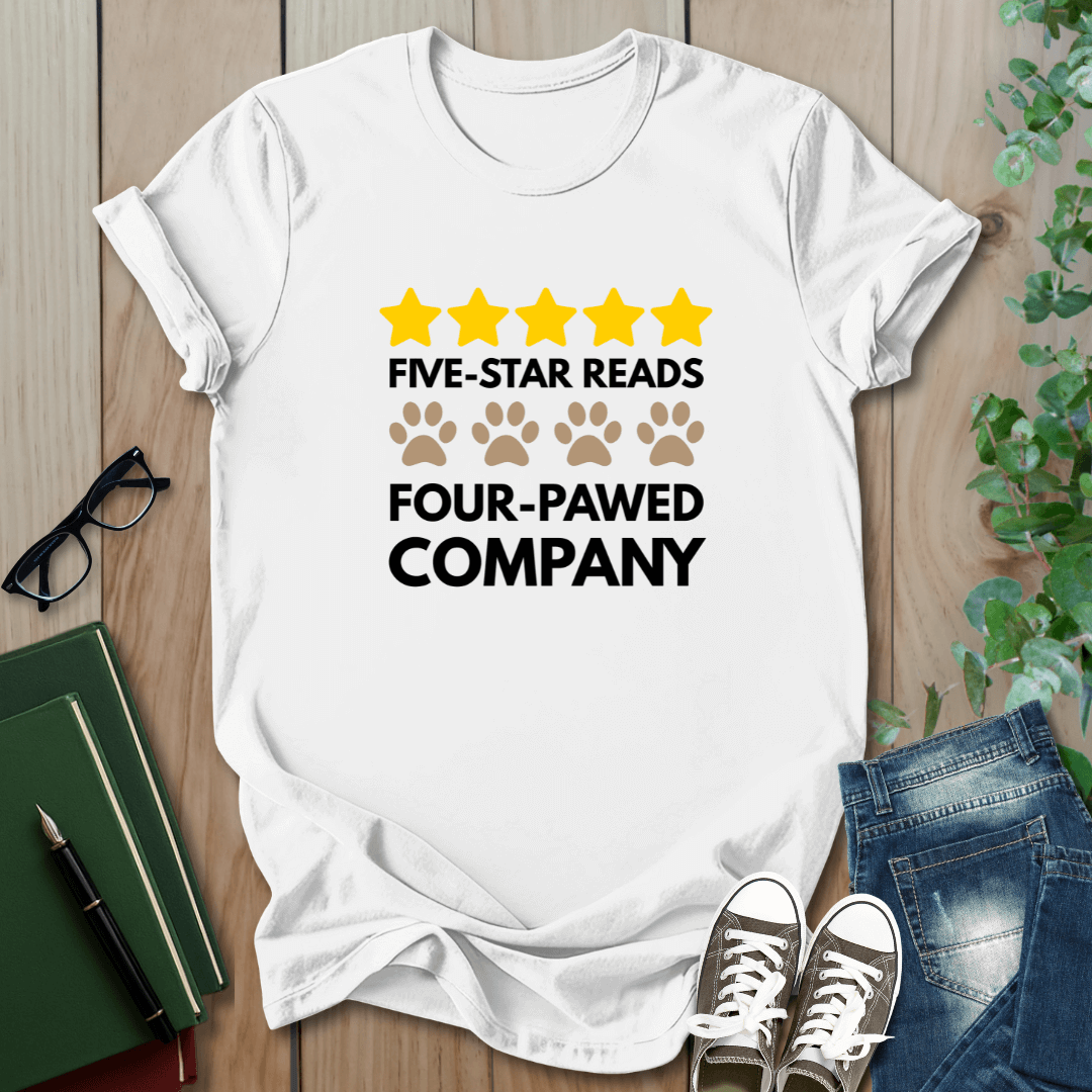 Five Star Reads, Four-Pawed Company - T-Shirt