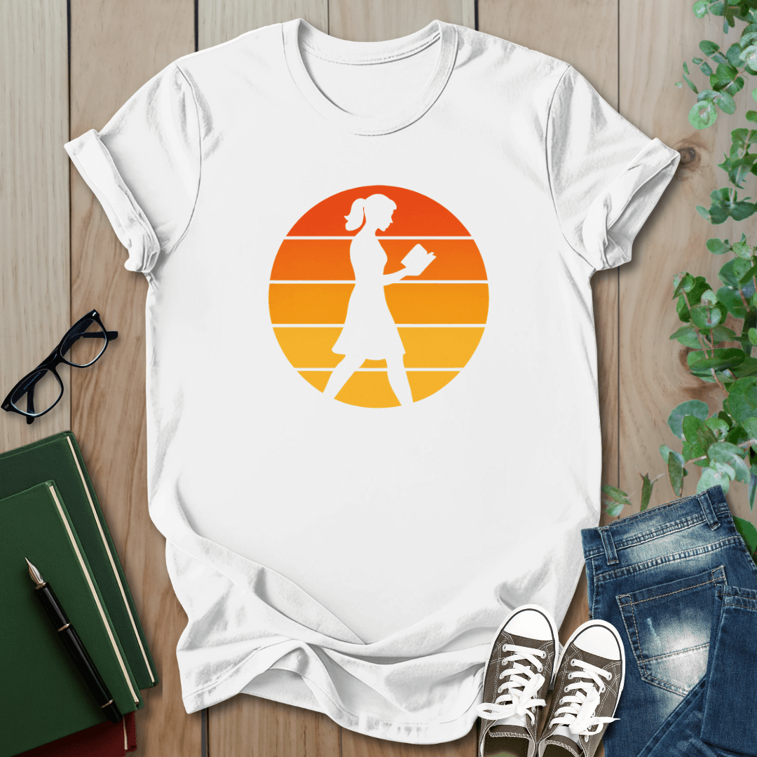 Retro Reading at Sunset - T-Shirt