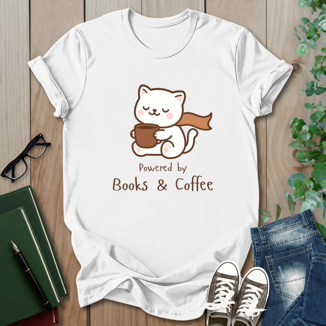 Powered by Books & Coffee - T-Shirt