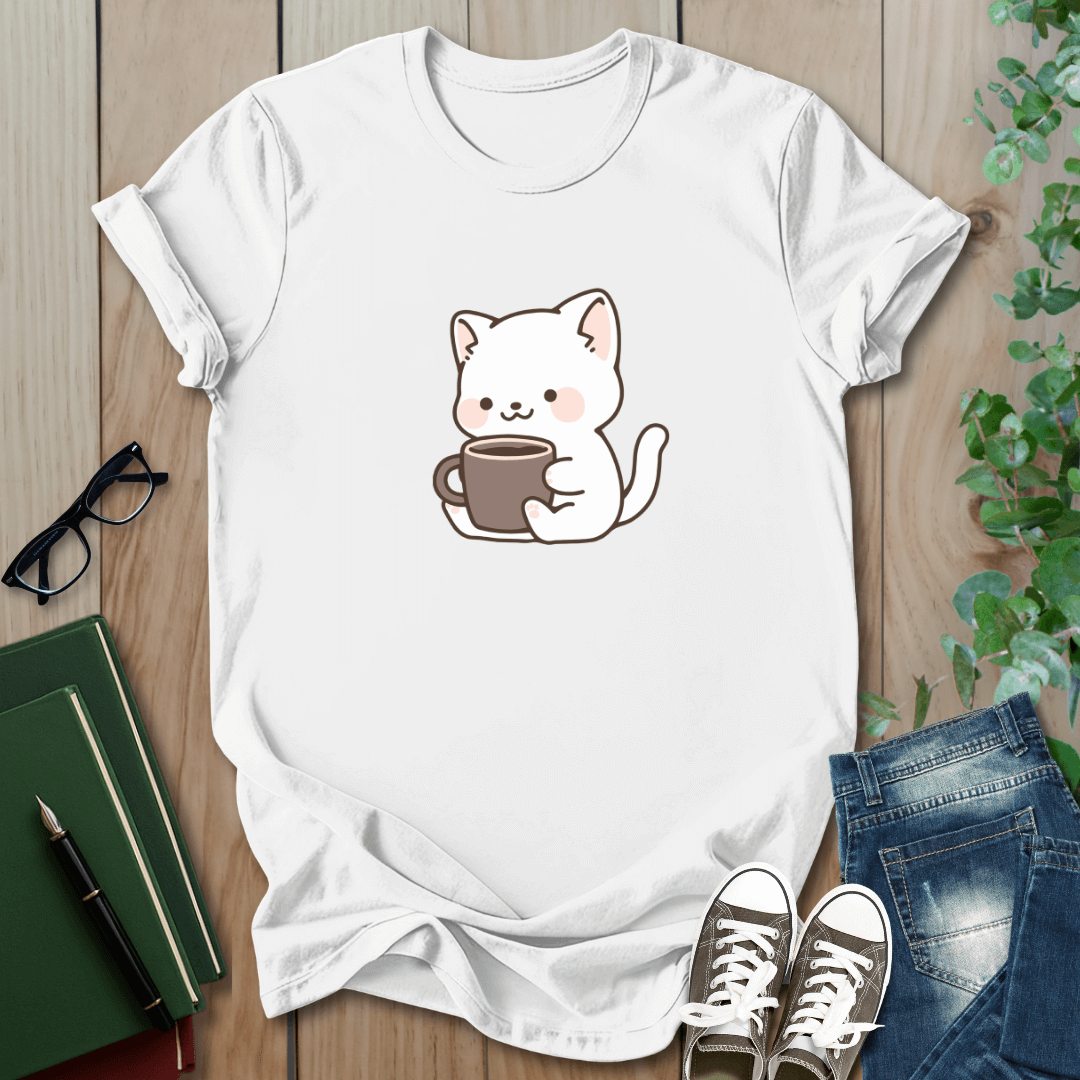 Cat & Coffee - Graphic T-Shirt