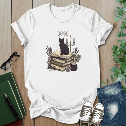 Dark Magical, Cat & Book - T-Shirt