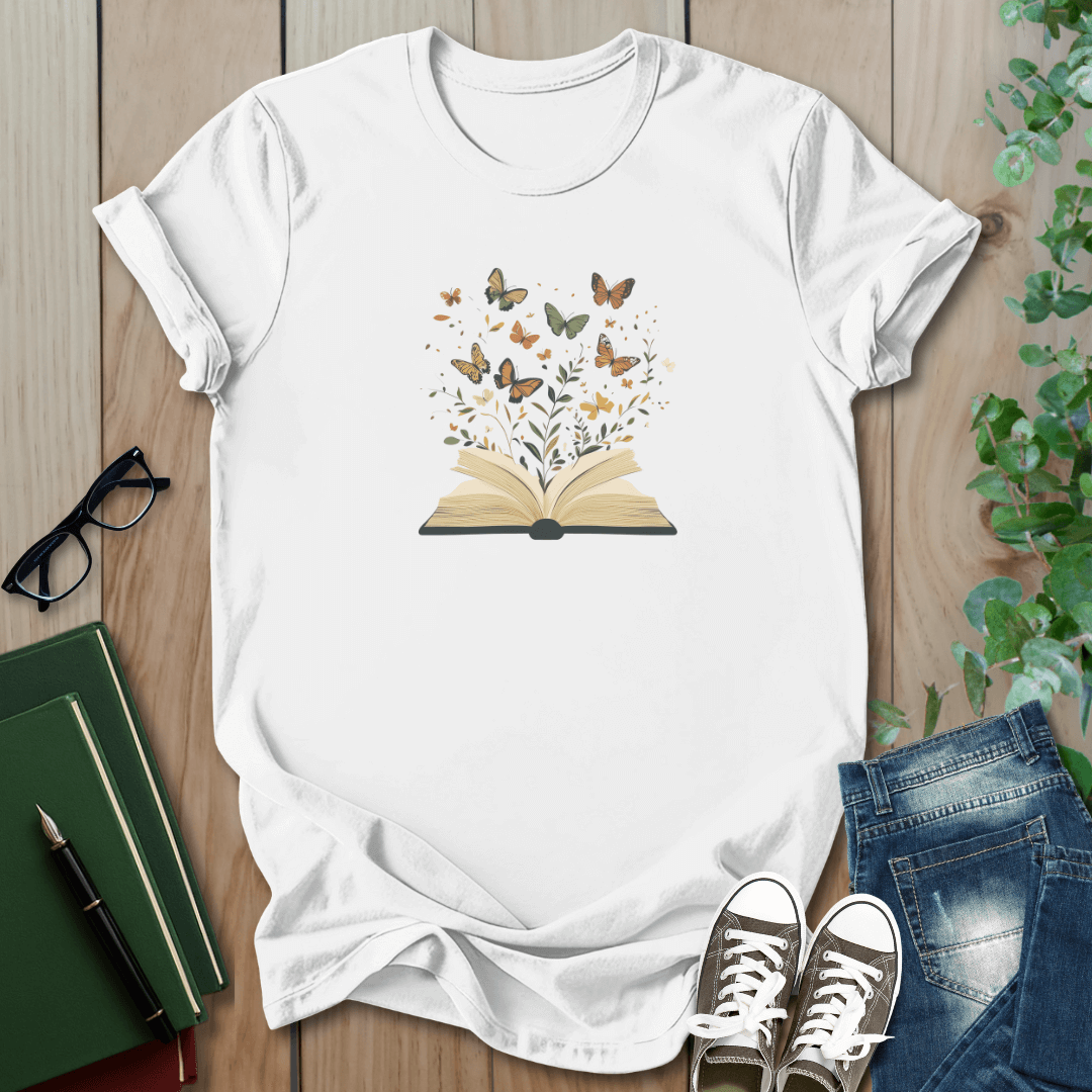 Butterfly Floral Book - T-Shirt